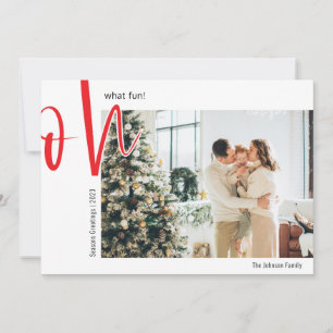Minimal jul   Åh, vilken roligt   Familjefoto Julkort
