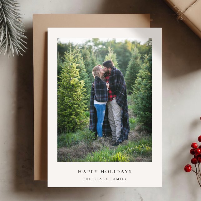 Minimal jul | Enkel foto för Chic av Elegant Julkort (Share your joy with a minimalist vertical holiday photo card)