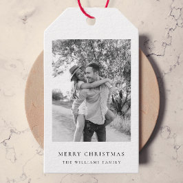 Minimal jul | Enkelt svartvitt foto Presentetikett