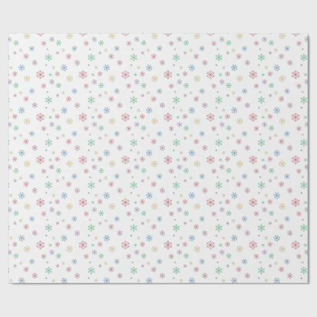 Minimal jul färgglada snöflingor förpackning presentpapper (Platt)