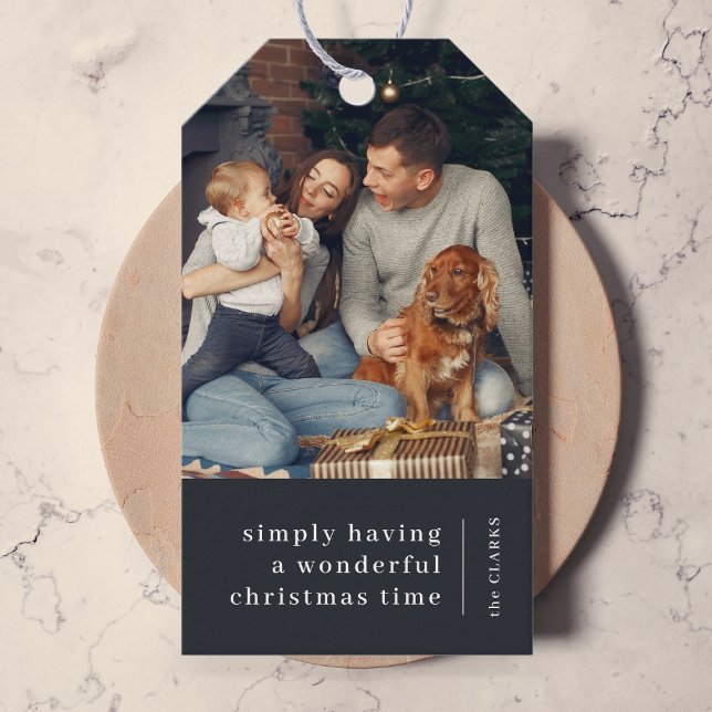 Minimal jul | Foto för Grått-familjen Presentetikett (Skapare uppladdad)