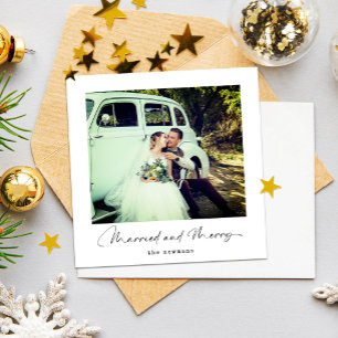 Minimal jul Gift med och merry Photo Julkort