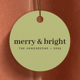 Minimal jul | Merry och Bright Oliv grönt Gåvor Etiketter
