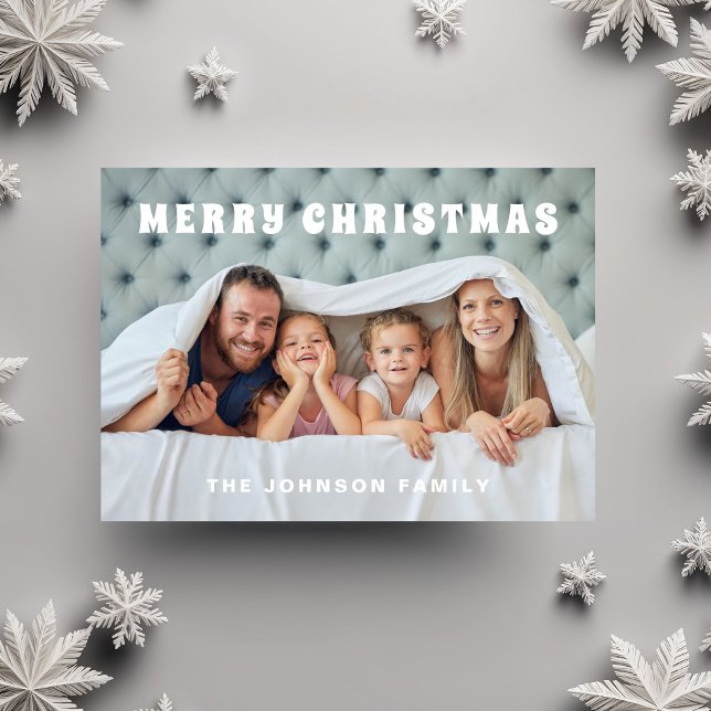 Minimal jul Modern familjefoto Julkort (Minimal Christmas Modern Family Photo Holiday Card)