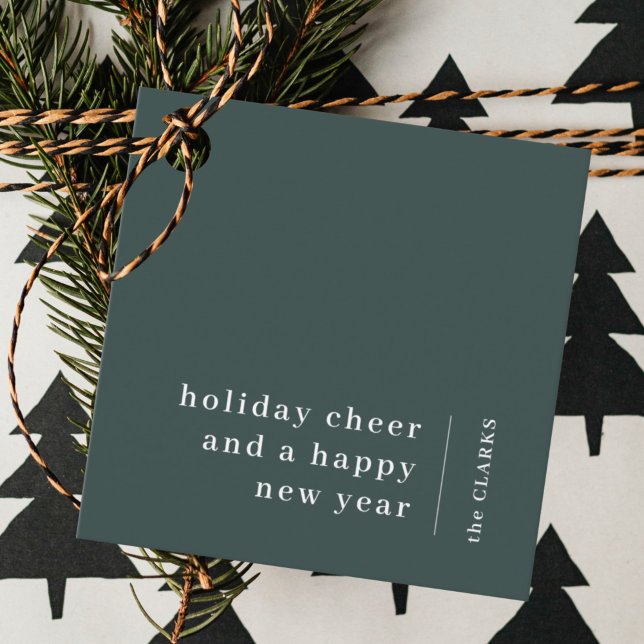 Minimal jul | Modern Snyggt Forest Grönt Gåvor Etiketter ("Holiday cheer and a happy new year" christmas gift tags)
