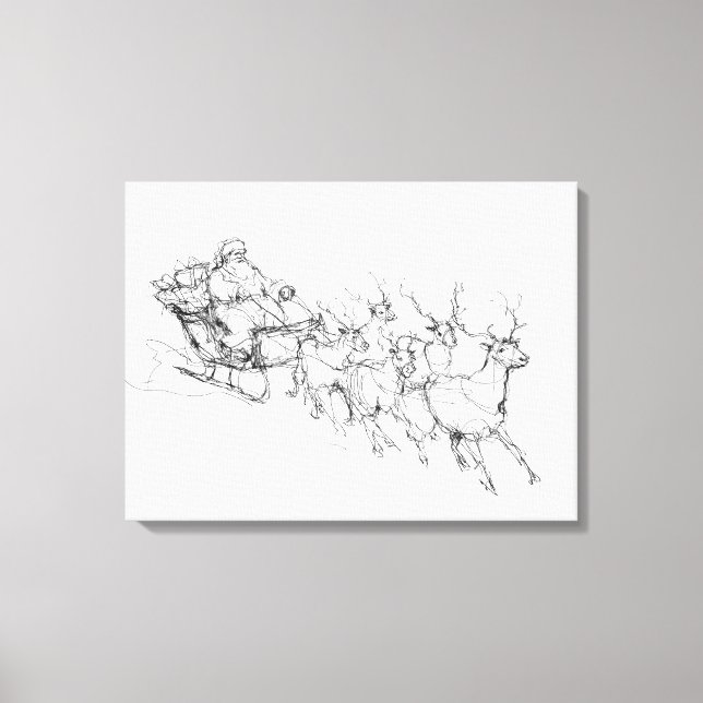 Minimal jul schlitt – ren linjeskiss canvastryck (Framsida)