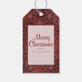 Minimal jul-Snöflingor och stjärnorna Maroon Presentetikett