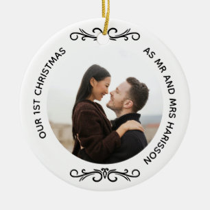 Minimal jul som Mr. och Mrs. Photo Julgransprydnad Keramik