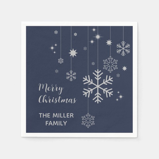 Minimal juldesign med snöflingor pappersservett (Framsidan)