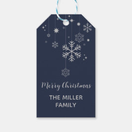 Minimal juldesign med snöflingor presentetikett