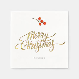 Minimal julfaux-guldblomma Holly Gren Pappersservett