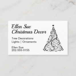 Minimal Julgran Black and White Visitkort