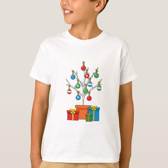 Minimal Julgran med Presenter T Shirt (Framsida)