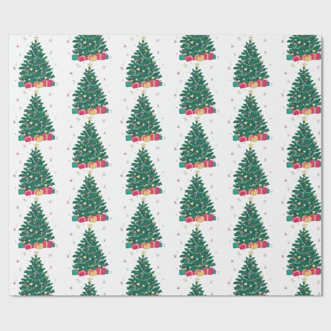 Minimal julgran mönster julklapp presentpapper (Platt)