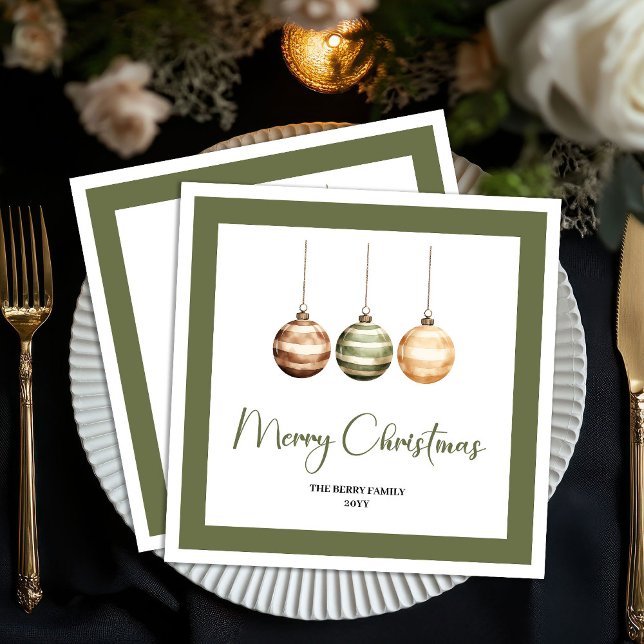 Minimal julgran personlig servett (Minimal Neutral Christmas Tree Personalized Napkins)