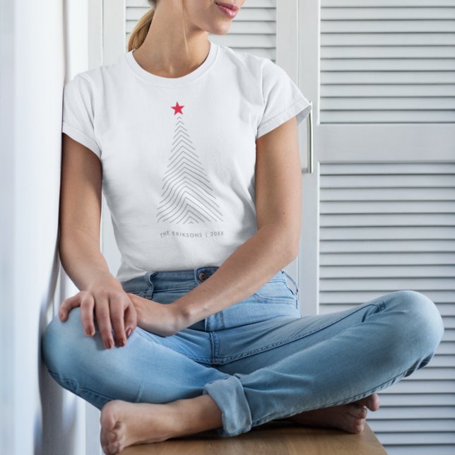 Minimal Julgran | Ren röd stjärna enkel T Shirt (Skapare uppladdad)