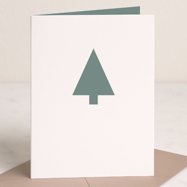 Minimal Julgran | Rengör Grönt enkelt Helgkort (Personalize your folded Christmas card for minimal Scandi-inspired charm)