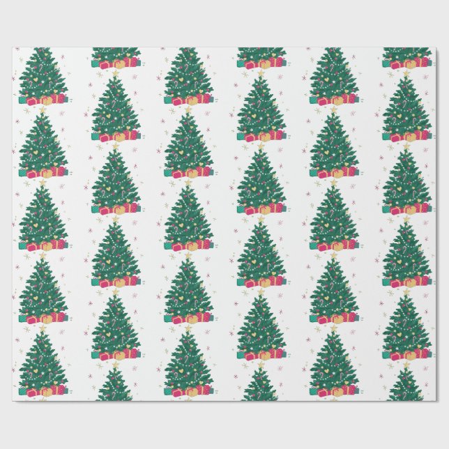 Minimal julgranmönster julklapp presentpapper (Platt)