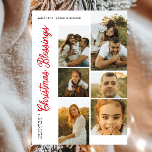 Minimal julhälsningsskript Familj 6 bilder Julkort