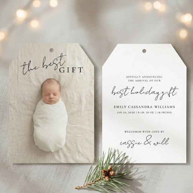 Minimal julpresent Födelse Tillkännagivande Fotoko Meddelande (Skapare uppladdad)