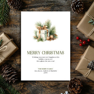 Minimal julpresent Holiday-kort Beige Guld Julkort
