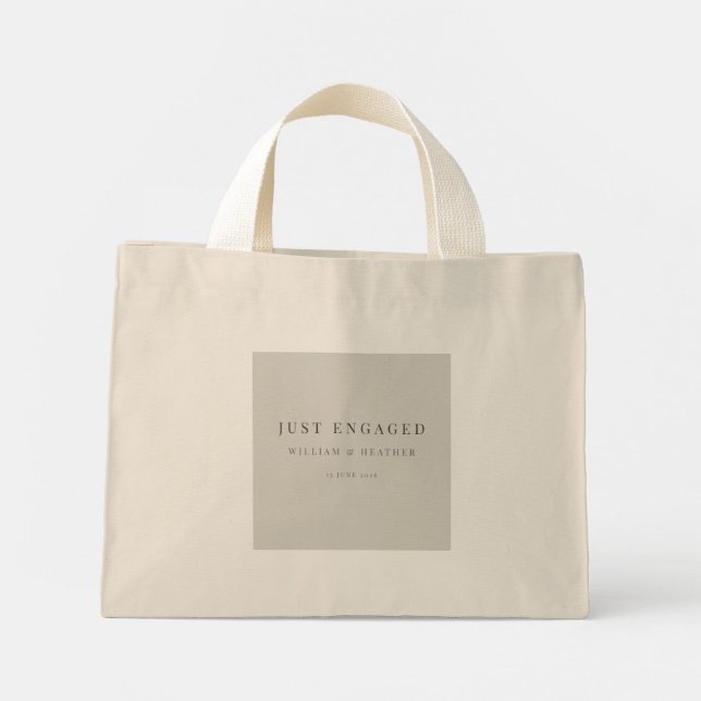 Minimal Just Engaged Tote Bag | Dove Grey Mini Tygkasse (Baksida)