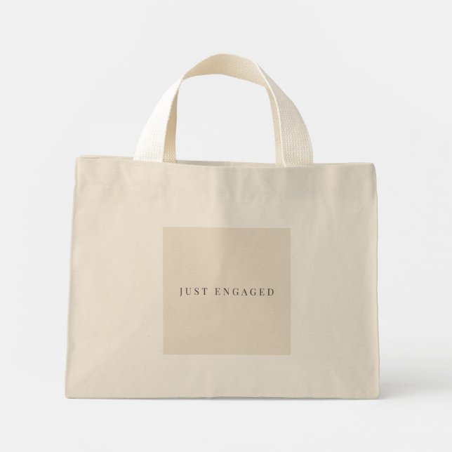 Minimal Just Engaged Tote Bag | Modern  Mini Tygkasse (Baksida)