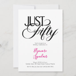 Minimal Just Fifty 50th Birthday Party Inbjudningar