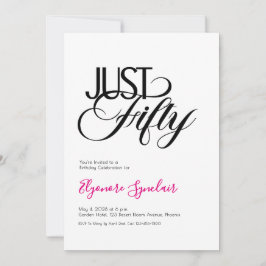 Minimal Just Fifty 50th Birthday Party Inbjudningar