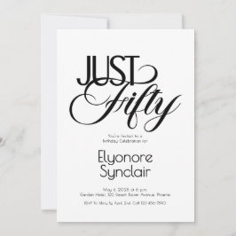 Minimal Just Fifty 50th Birthday Party Inbjudningar