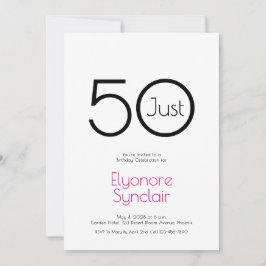 Minimal Just Fifty 50th Birthday Party Invitation Inbjudningar