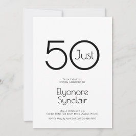 Minimal Just Fifty 50th Birthday Party Invitation Inbjudningar