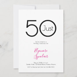 Minimal Just Fifty 50th Birthday Party Invitation Inbjudningar