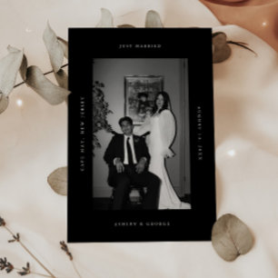 Minimal "Just Married" 2-foto bröllopsutflykt Meddelande