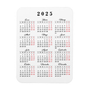 Minimal kalender 2023 i spansk vit svart röd magnet