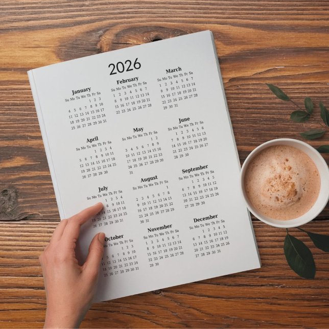 Minimal kalender 2026 vykort (Skapare uppladdad)