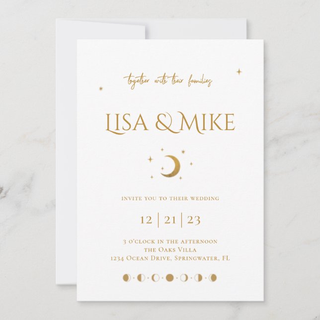 Minimal kallelse för stjärnor och Måne Inbjudningar (Framsida)