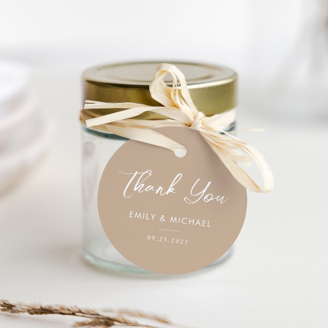 Minimal kalligrafi - enkelt genomprov Bröllop Tack Gåvor Etiketter (Thank your guests in elegant style with these simple, minimal personalized favour tags)