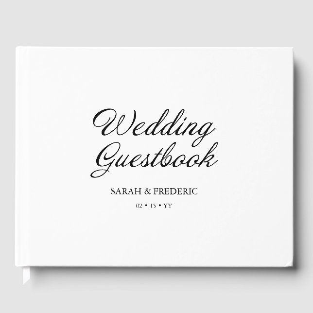 Minimal kalligrafi för modern skript, vit Bröllop Gästböcker (Framsida)