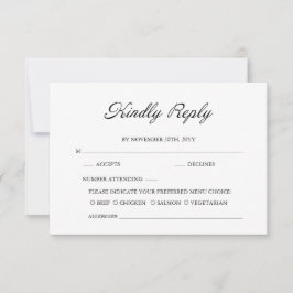 Minimal kalligrafi för modern skript, vit Bröllop OSA Kort