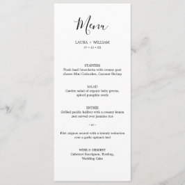 Minimal kalligrafi julmiddag bröllopsmiddag meny