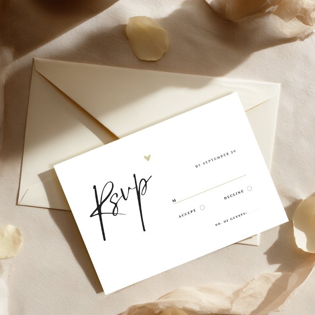 Minimal kalligrafi Typsnitt Bröllop  OSA Kort (Elegant RSVP Card Wedding)