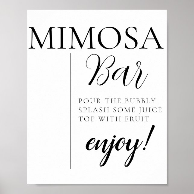 Minimal kalligrafitextskript Mimosa Bar-skylt Poster (Framsidan)