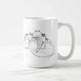 Minimal kameraskiss för vintage kaffemugg