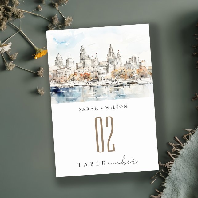 Minimal Kansas City Missouri Watercolor Bröllop Bordsnummer (Skapare uppladdad)