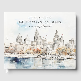 Minimal Kansas City Missouri Watercolor Bröllop Gästböcker