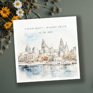 Minimal Kansas City Missouri Watercolor Bröllop Pappersservett