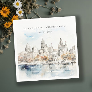 Minimal Kansas City Missouri Watercolor Bröllop Pappersservett