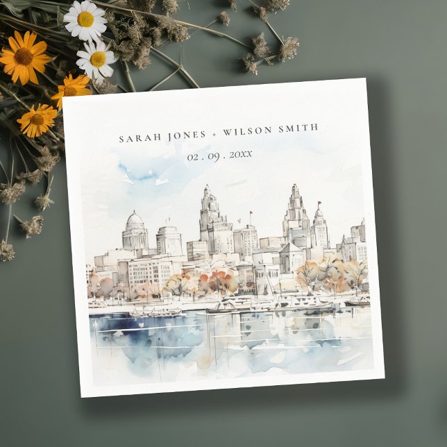 Minimal Kansas City Missouri Watercolor Bröllop Pappersservett (Skapare uppladdad)