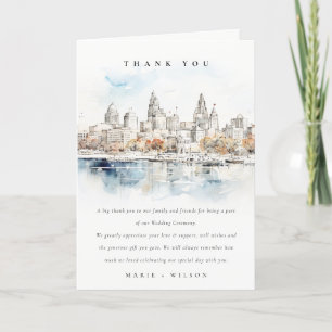 Minimal Kansas City Missouri Watercolor Bröllop Tack Kort